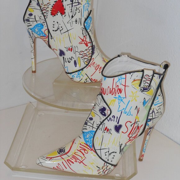FASHION NOVA MULTI-COLOR ANKLE BOOTS SIZE 10 MEDIUM - Picture 2 of 5